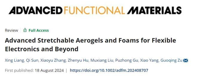 同济大学祖国庆课题组AFM综述： 可拉伸气凝胶和泡沫用于柔性电子器件及其他领域